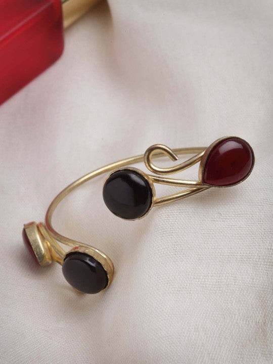 Dual-Tone Resin Stone Brass Adjustable Bracelet - Craftybella
