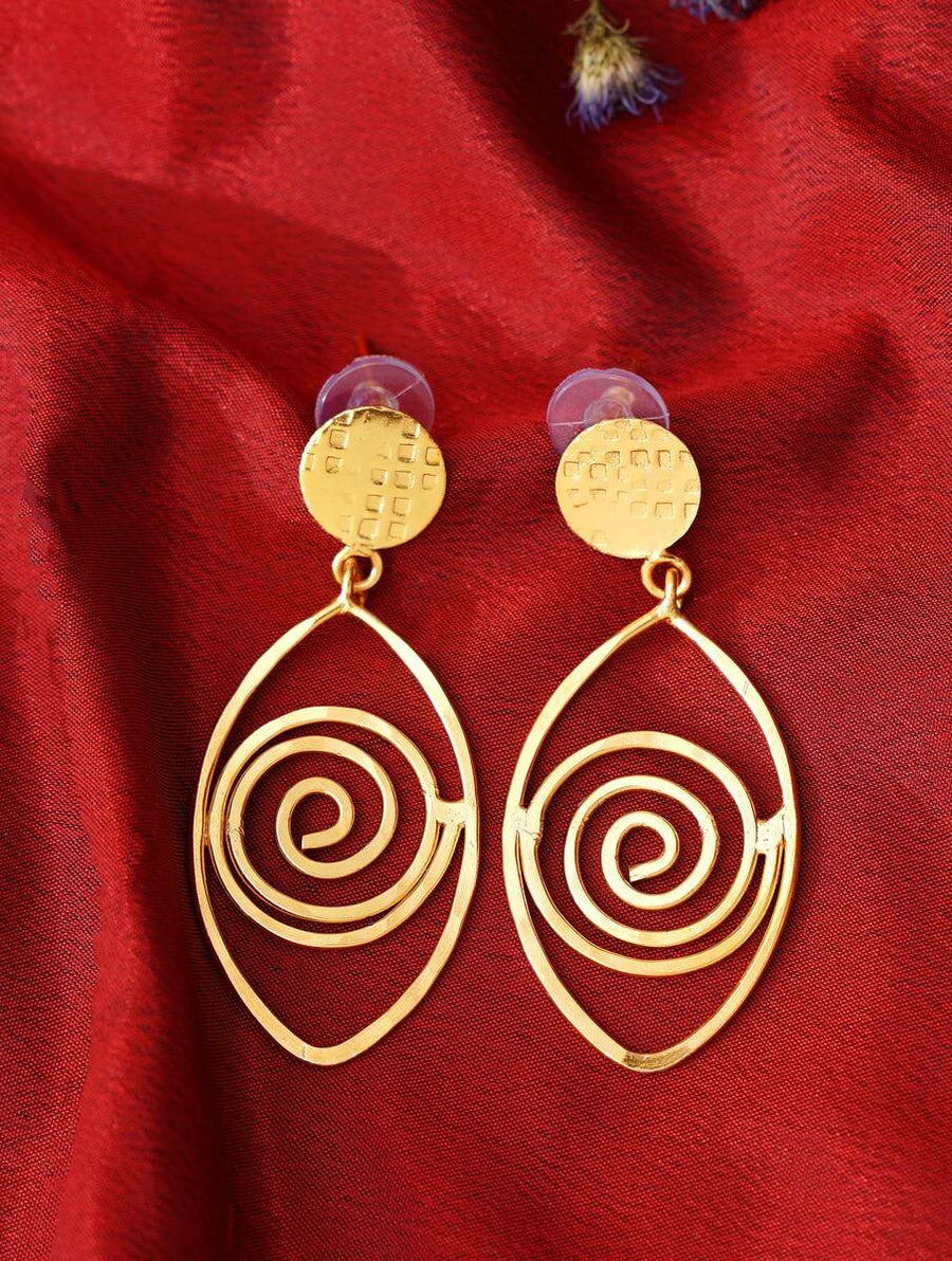 Brass Handmade Spiral Frame Statement Earrings - Craftybella
