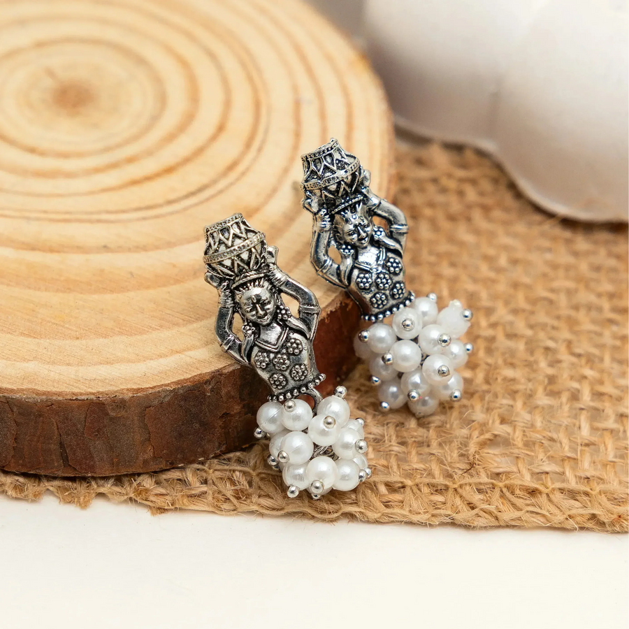 Boho Charm Box - Set of 9 Oxidised Jhumkas - Craftybella