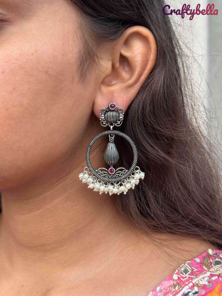 Colorful brass creation vibrant pearl earring! - Craftybella