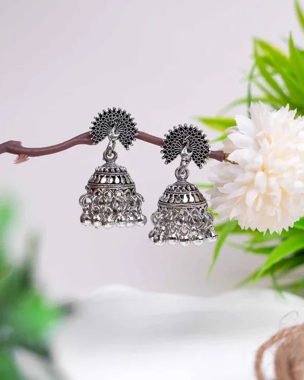 Boho Charm Box - Set of 9 Oxidised Jhumkas - Craftybella