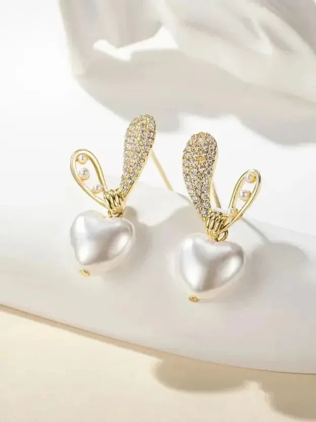 Korean Heart Pearl Earring - Craftybella