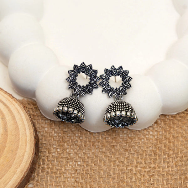 Surya Mandala Oxidised Jhumka