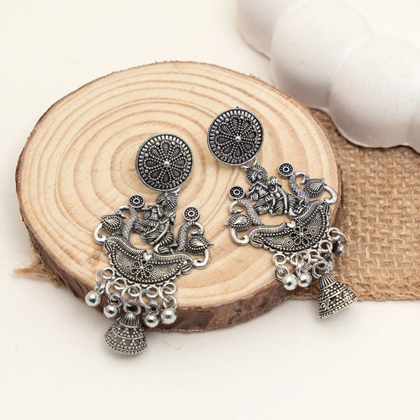 Divine Oxidised Temple Statement Earrings