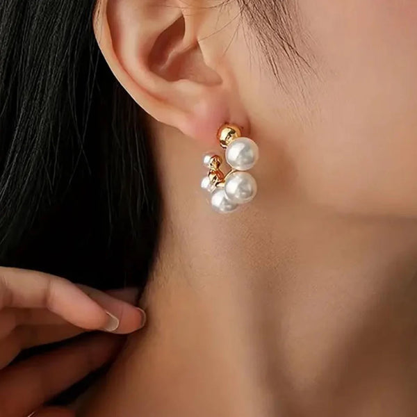 C Shape pearl hoops