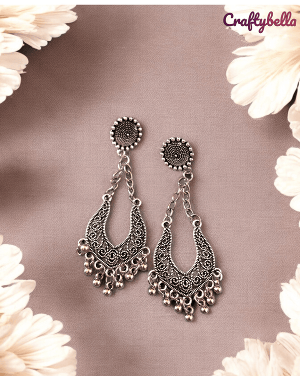 Silver Essence Long Jhumka - Oxidised Jhumka