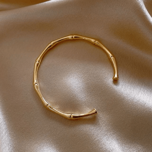 Gold bamboo cuff bracelet - Craftybella