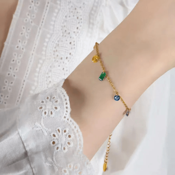 Multi crystal charm bracelet - Craftybella