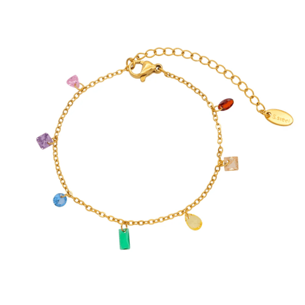 Multi crystal charm bracelet - Craftybella