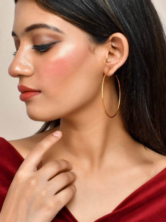 Golden Brass Handmade Hoop Earrings – Lightweight Partywear Balis - Craftybella