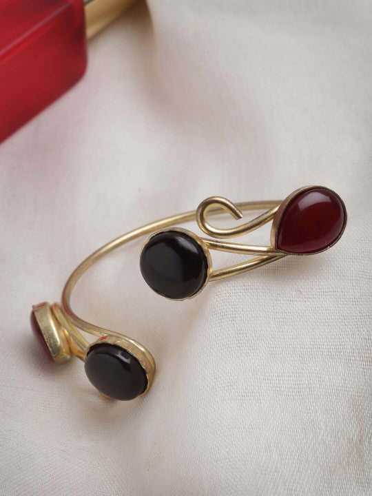 Dual-Tone Resin Stone Brass Adjustable Bracelet