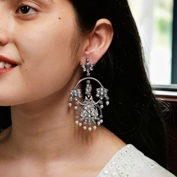 Regal Bloom Oxidized Peacock Earrings