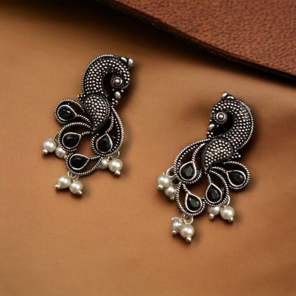 Royal Noir Peacock Stud Earrings