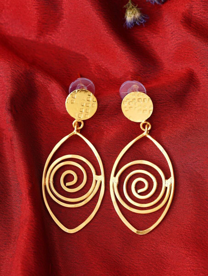 Brass Handmade Spiral Frame Statement Earrings - Craftybella