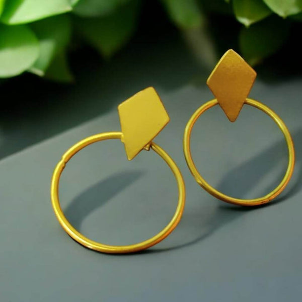 Golden Orbit Handmade Brass Circle Stud Earrings - Craftybella