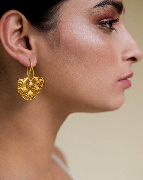 Boho Chic Handmade Brass Layered Floral Earrings for Women and Girls - Craftybella