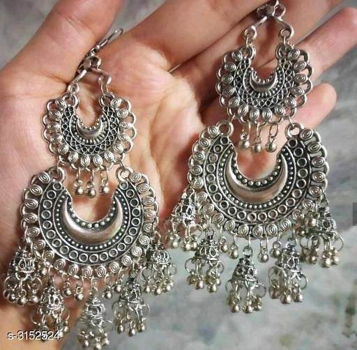 Twin Hoop Chandbali Jhumki Danglers - Craftybella