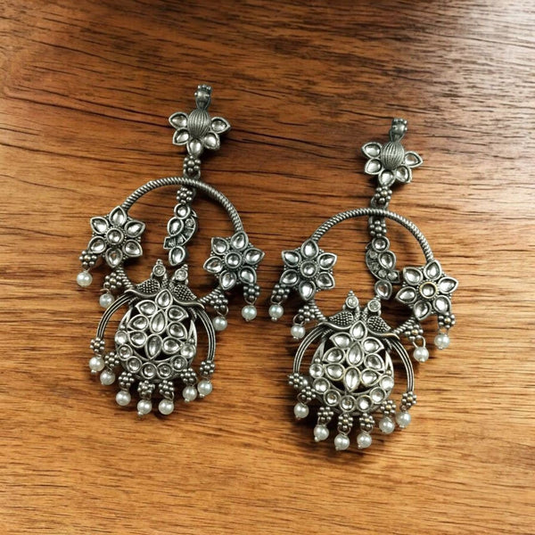 Regal Bloom Oxidized Peacock Earrings