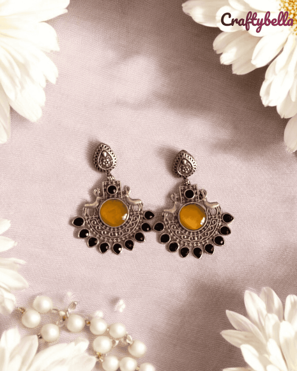 Rajwadi Yellow Stone Jhumka - Perfect For Every Dress