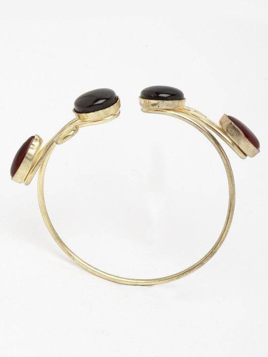Dual-Tone Resin Stone Brass Adjustable Bracelet - Craftybella
