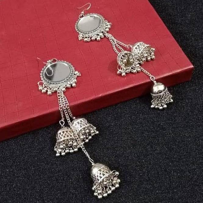Chandbindi Mirror Chain Jhumkis - Craftybella