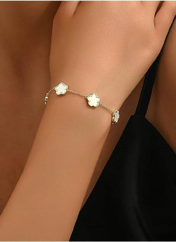White clover 18k Gold Plated Bracelet - Craftybella