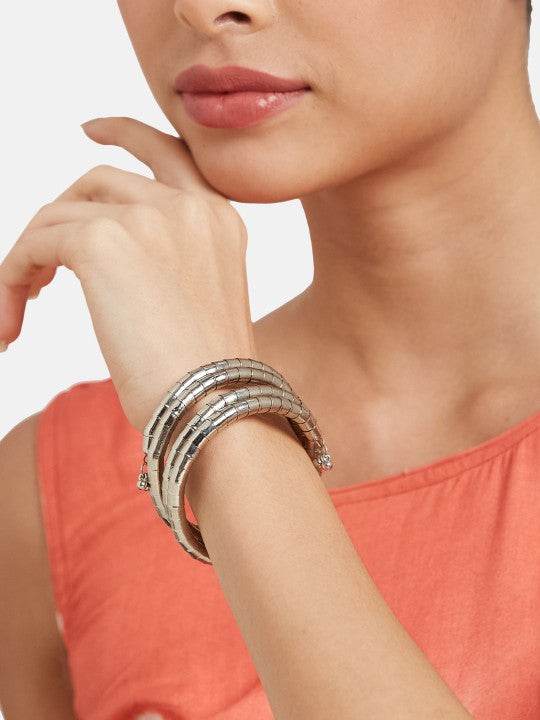 Oxidized Silver Coil Bracelet – Bold, Boho & Stackable Style - Craftybella