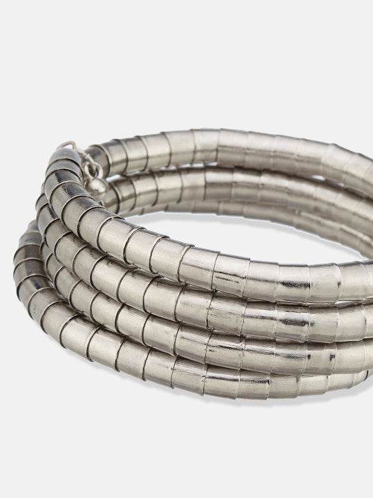 Oxidized Silver Coil Bracelet – Bold, Boho & Stackable Style - Craftybella