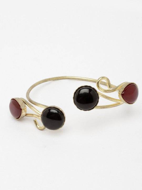 Dual-Tone Resin Stone Brass Adjustable Bracelet - Craftybella