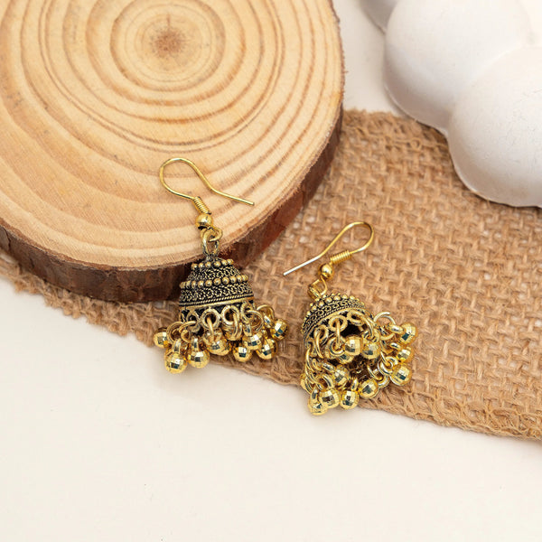 Golden Ghungroo Heritage Jhumka Earrings