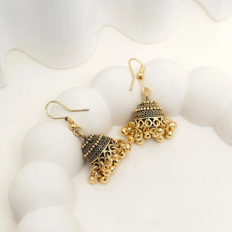 Boho Charm Box - Set of 9 Oxidised Jhumkas - Craftybella