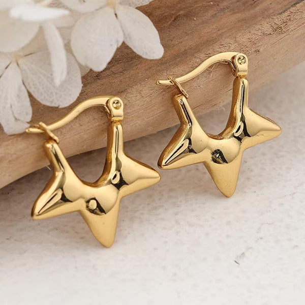Star Shaped 18k Gold Plated Hoops