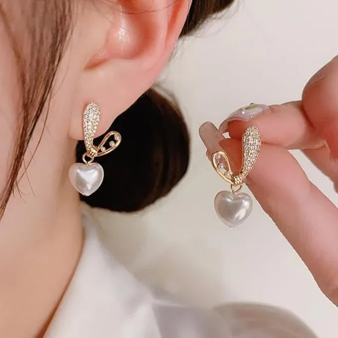 Korean Heart Pearl Earring - Craftybella
