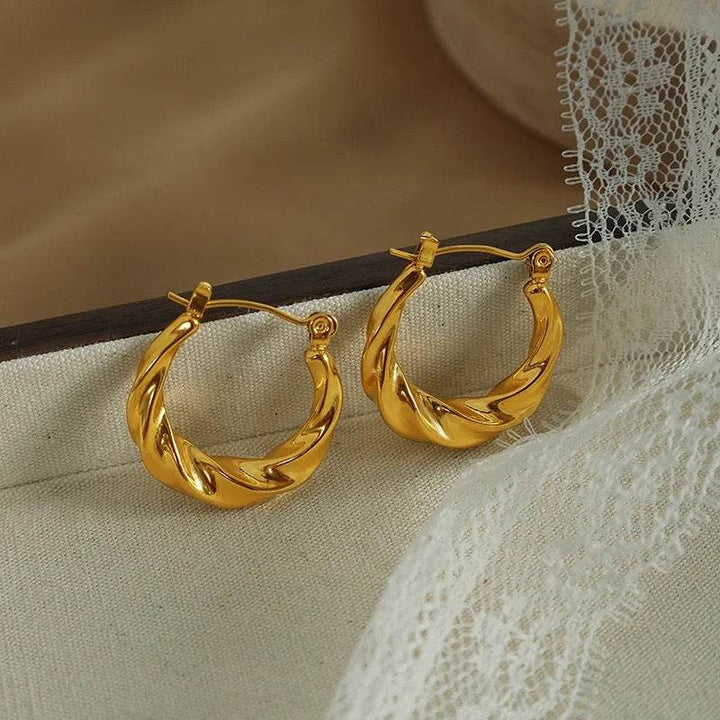 Twisted Circle 18K Gold Plated Hoops - Craftybella