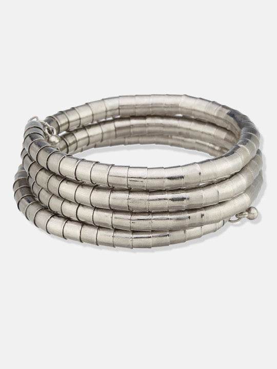 Oxidized Silver Coil Bracelet – Bold, Boho & Stackable Style - Craftybella