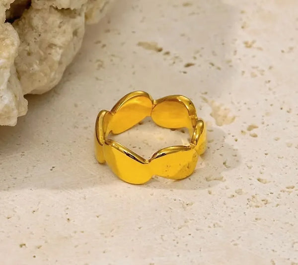 Molten Bold – Sculpted Gold Plated Chunky Ring | 316L Stainless Steel | Anti-Tarnish & Waterproof