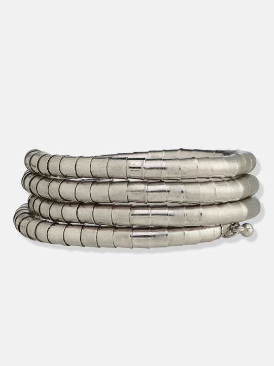 Oxidized Silver Coil Bracelet – Bold, Boho & Stackable Style - Craftybella