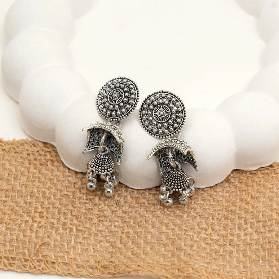 Boho Charm Box - Set of 9 Oxidised Jhumkas - Craftybella