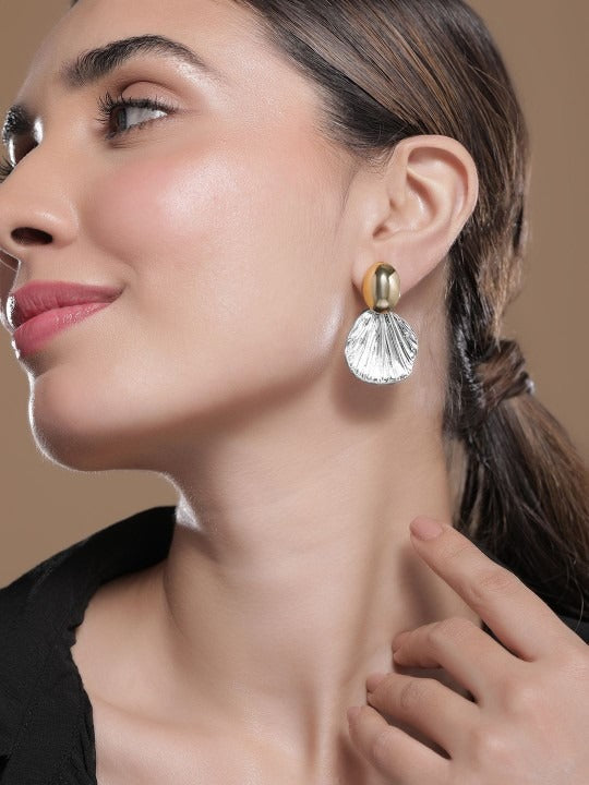 Dual Tone Gold-Silver Earrings