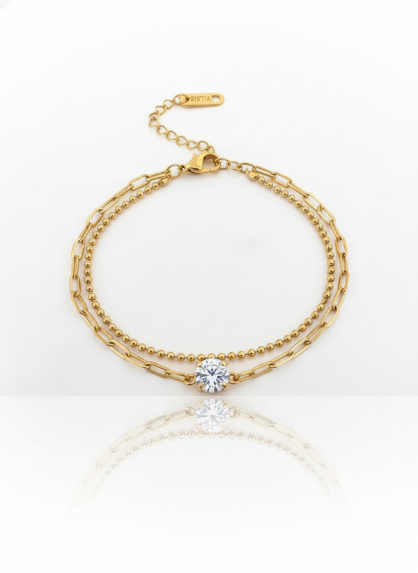 Dainty Radiance Bracelet – Double Layer Elegance