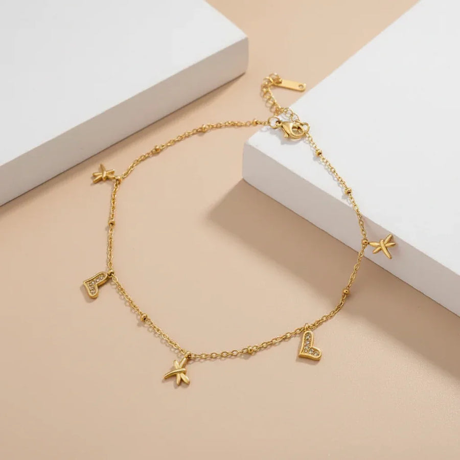 Twinkle Heart Anklet - Craftybella