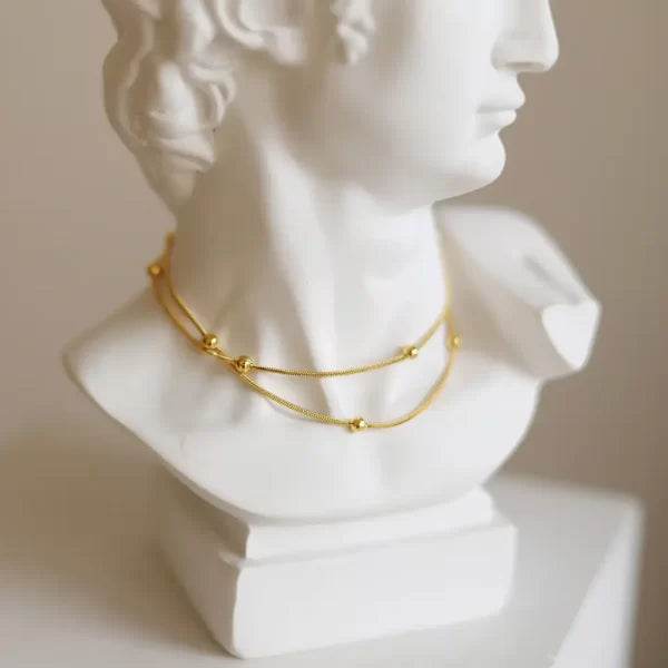 Beaded 18k gold plated chain necklace - Craftybella