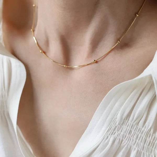 Beaded 18k gold plated chain necklace - Craftybella