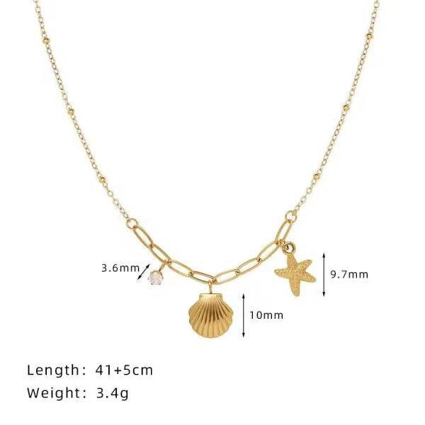 Marine neckpiece 18k gold anti-tarnish - Craftybella