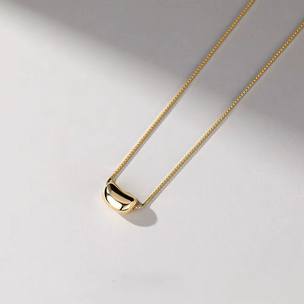 Mini Bean Pendant Necklace – Sleek Minimal Gold Charm