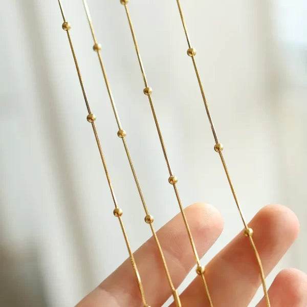 Beaded 18k gold plated chain necklace - Craftybella
