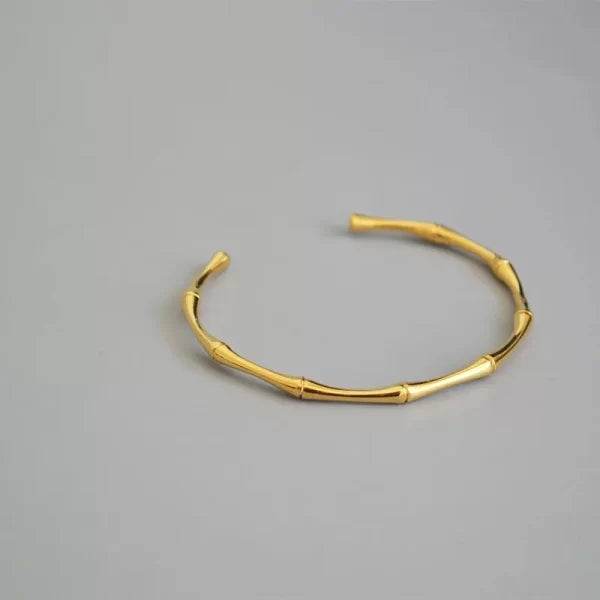 Gold bamboo cuff bracelet - Craftybella