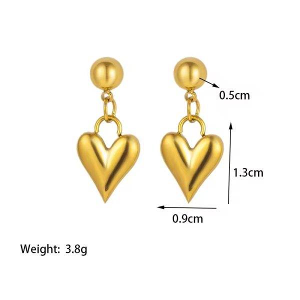 Gold plated heart shape earring - Craftybella