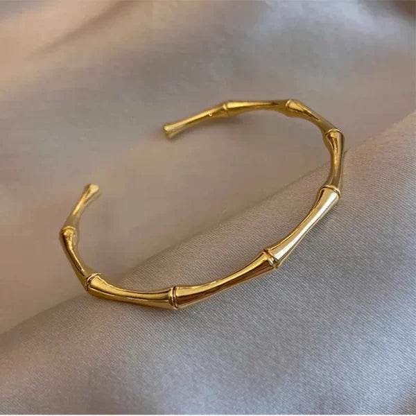 Gold bamboo cuff bracelet - Craftybella