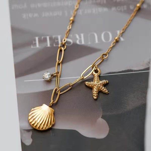 Marine neckpiece 18k gold anti-tarnish - Craftybella